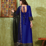 Indigo Blue Rayon Solid Anarkali Set