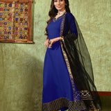 Indigo Blue Rayon Solid Anarkali Set