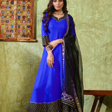 Royal Blue Rayon Solid Anarkali Set