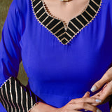 Royal Blue Rayon Solid Anarkali Set