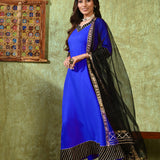 Royal Blue Rayon Solid Anarkali Set