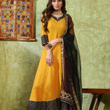 Bright Yellow Rayon Solid Anarkali Set