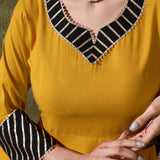 Bright Yellow Rayon Solid Anarkali Set