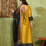 Bright Yellow Rayon Solid Anarkali Set