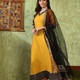 Bright Yellow Rayon Solid Anarkali Set