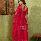 Classic Pink Rayon Embroidered Kurta Set