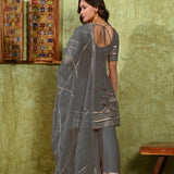 Grey Rayon Embroidered Kurta Set