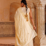 Ivory Yellow Chanderi Salwar Set With Lace Dupatta