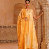 Sunflower Yellow Chanderi Salwar Set With Silver Work