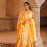 Sunflower Yellow Chanderi Salwar Set With Silver Work