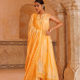 Sunflower Yellow Chanderi Salwar Set With Silver Work