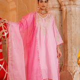 Blush Pink Chanderi Salwar Set With Gota Trim