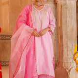 Blush Pink Chanderi Salwar Set With Gota Trim