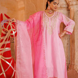 Blush Pink Chanderi Salwar Set With Gota Trim