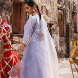 Lilac Chanderi Salwar Set With Golden Vine Work