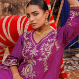 Deep Purple Chanderi Salwar Set With Vine Embroidery