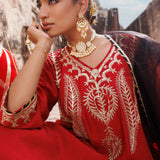 Deep Maroon Chanderi Salwar Set With White Floral Work
