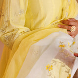 Sunny Yellow Chanderi Anarkali With Silver Embroidery