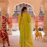 Green Tiered Cotton Anarkali
