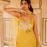 Sunshine Yellow Floral Print Cotton Cami Set