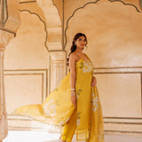 Sunshine Yellow Floral Print Cotton Cami Set