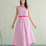 Pink Multi-Check Cotton Coord Set with Tie-Strap Detail