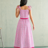 Pink Multi-Check Cotton Coord Set with Tie-Strap Detail