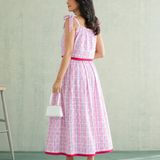 Pink Multi-Check Cotton Coord Set with Tie-Strap Detail