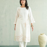 Ivory Bloom Outline Kurti