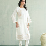 Ivory Bloom Outline Kurti