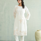 Ivory Bloom Outline Kurti