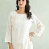 Ivory Bloom Outline Kurti