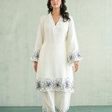Ivory Navy Floral Kurti