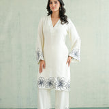Ivory Navy Floral Kurti