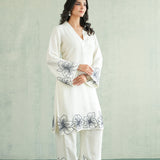 Ivory Navy Floral Kurti
