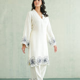 Ivory Navy Floral Kurti