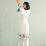 Ivory Navy Floral Kurti