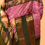 Lavender Pink And Emerald Green Traditional Kanjivaram Silk Saree