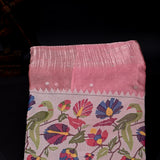 Ethereal Pink Floral & Bird Embroidered Organza Saree