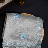 Grey Embellished Organza Designer Saree
