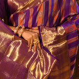 Royal Ink Blue And Gold Kanchipuram Silk Saree