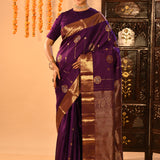 Royal Deep Purple And Antique Gold Kanchipuram Silk Saree