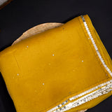 Mustard Yellow Organza Saree With Hand Embroidered Sequin Border