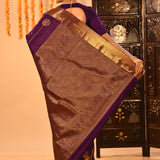 Royal Deep Purple And Antique Gold Kanchipuram Silk Saree