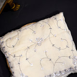 Ivory Kanjivaram Saree With Sequin Floral Vine Embroidery And Scalloped Border