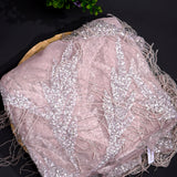 Pink Net Saree With Hand Embroidered Sequin And Bead Work