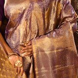 Regal Purple And Gold Kanjivaram Silk Saree With Rich Zari Pallu