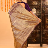 Regal Purple And Gold Kanjivaram Silk Saree With Rich Zari Pallu