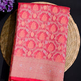 Radiant Pink Banarasi Silk Saree With Traditional Jacquard Weave