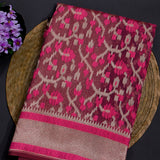 Rich Burgundy And Magenta Banarasi Saree With Intricate Jacquard Weave